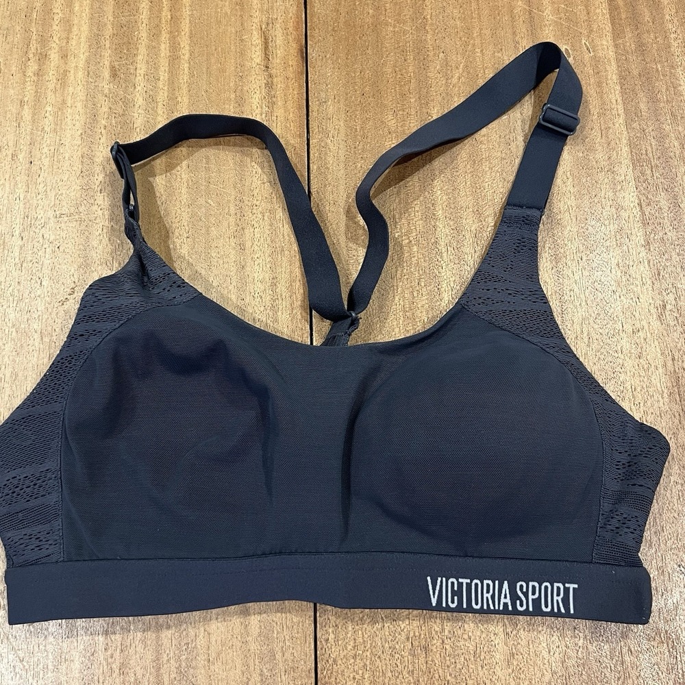 Victoria's Secret Sport Black Gray Sports Bra Womens Athletic Workout Size 32B